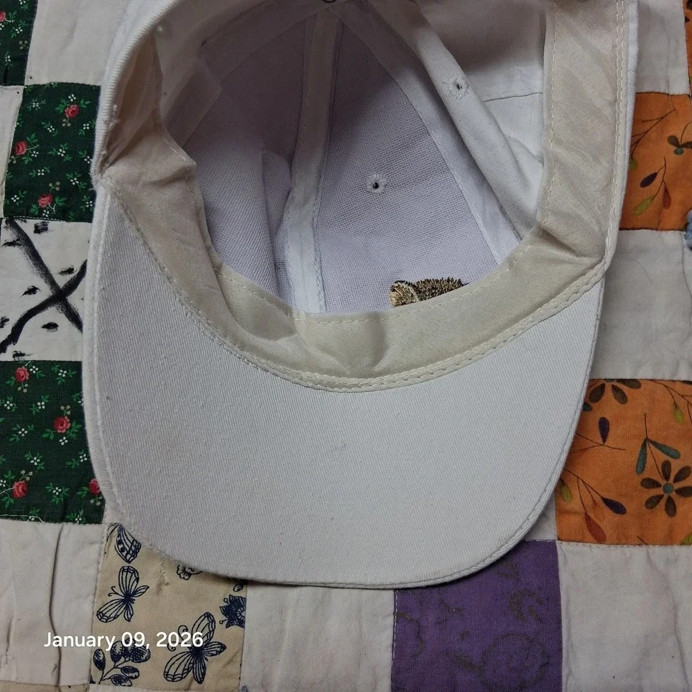 White Baseball Cap Hat Cat Embroidered Playing‎ Cute Adjustable One Size